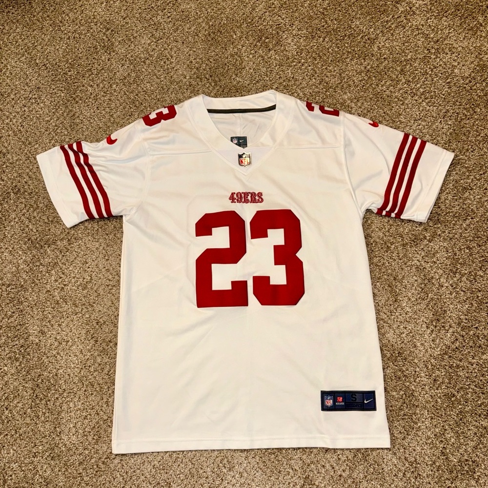 San Francisco 49ers Christian McCaffrey #23 White Nike
NFL Stitched Jersey Small